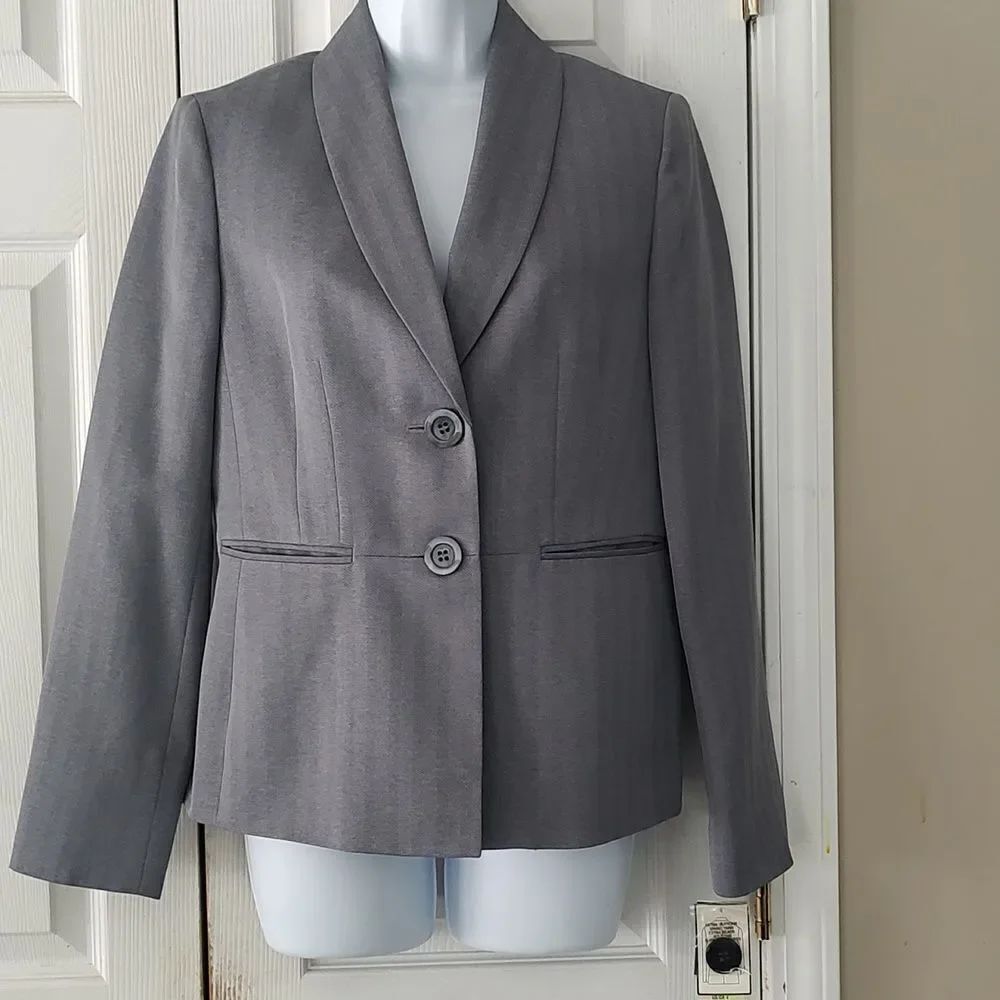 Le Suit steel blue  grayish lined blazer suit jacket  Sz 4 NWT